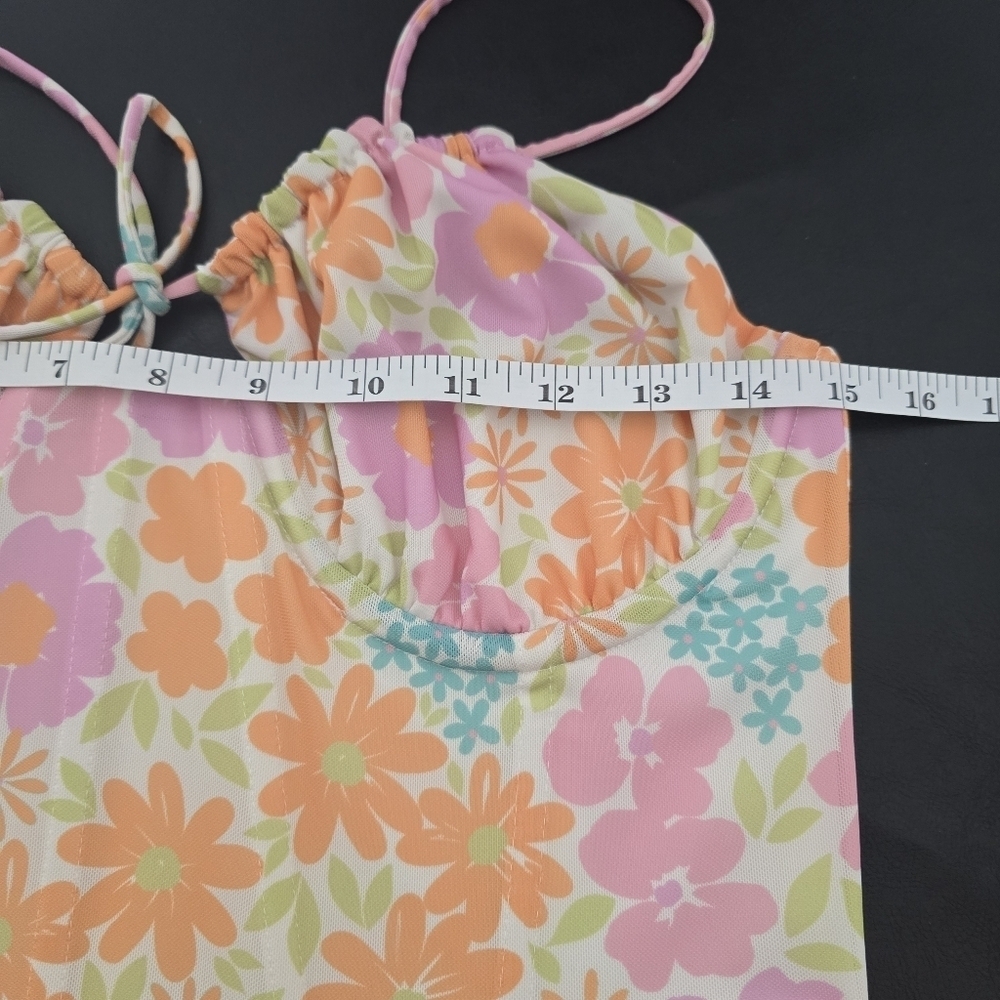 SABO Jai Dress Ditsy Floral Corset Size L Pink Orange - Picture 6 of 16